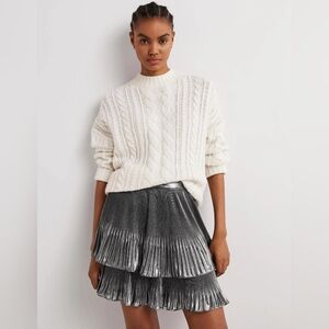 Boden Plisse Mini Skirt Metallic Foil, Size 6